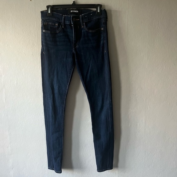 Express Dark Wash Mid Rise Jeggings Size 4R - Picture 1 of 5